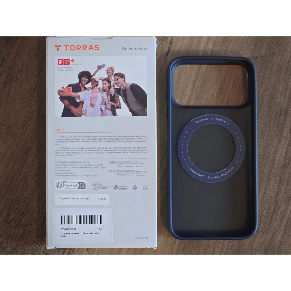 Torras Ostand O1 Guardian Case for iPhone 17 Pro Max Navy Blue MagSafe Stand
